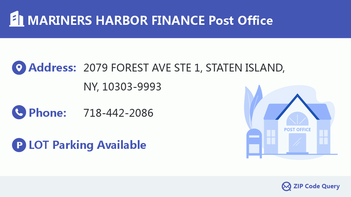 Post Office:MARINERS HARBOR FINANCE