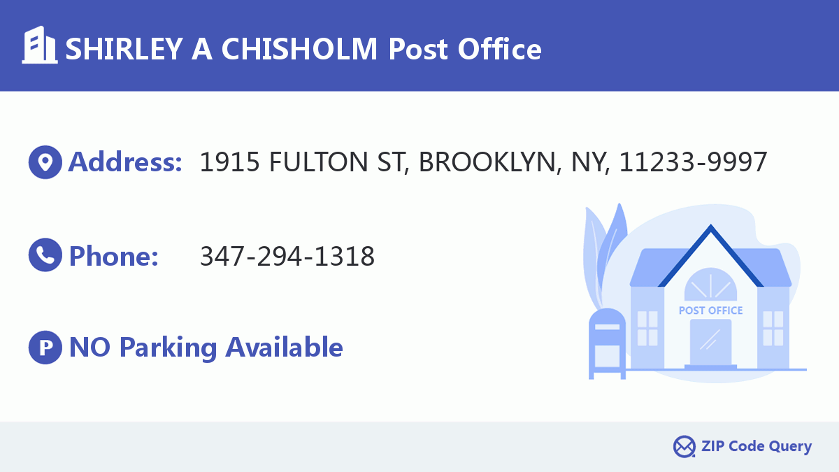 Post Office:SHIRLEY A CHISHOLM